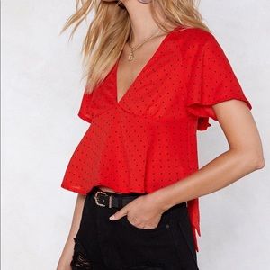 Nasty Gal- ‘Float that Idea Polka Dot Blouse’